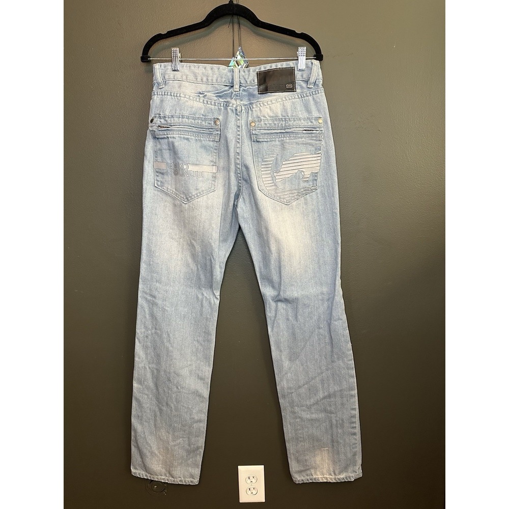 Ecko Unltd Light Wash Straight Fit Denim Jeans W 32 x 32 Y2K